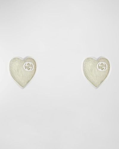 Gucci Enamel Heart Stud Earrings - White