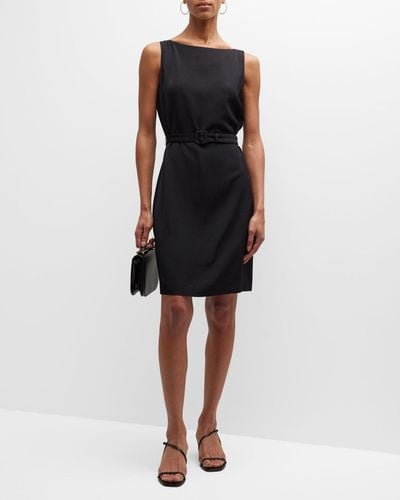 Theory Belted Sleeveless Sheath Mini Dress - Black