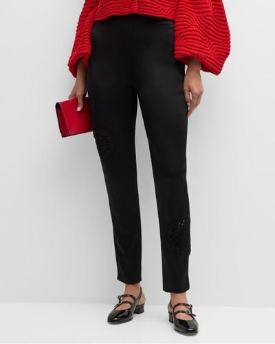Hellessy Simon Crochet-Inset Straight-Leg Pants - Red