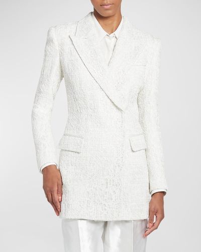 Giorgio Armani Broderie Cordonnet Lace Tailored Jacket - White