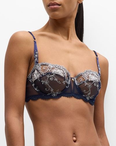 Lise Charmel Floral-Embroidered Two-Part Demi Bra - Blue