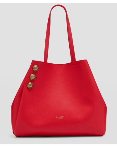 Balmain Embleme Shopper Tote Bag - Red