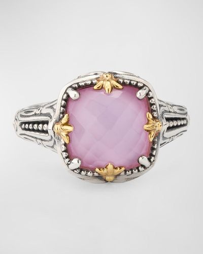 Konstantino Gen K 2 Sterling Silver And 18k Gold Mother-of-pearl/rock Crystal Ring - Pink