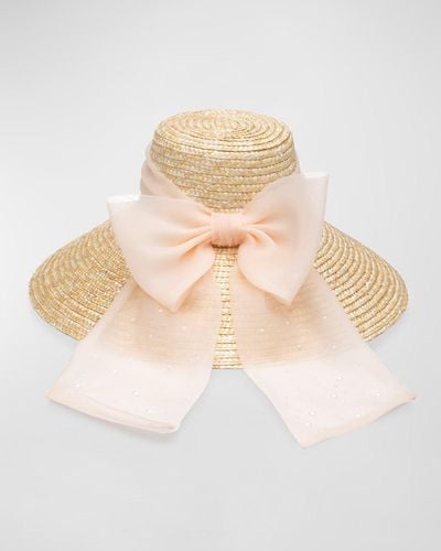Eugenia Kim Mirabel Straw Wide-Brim Sun Hat With Bow - White