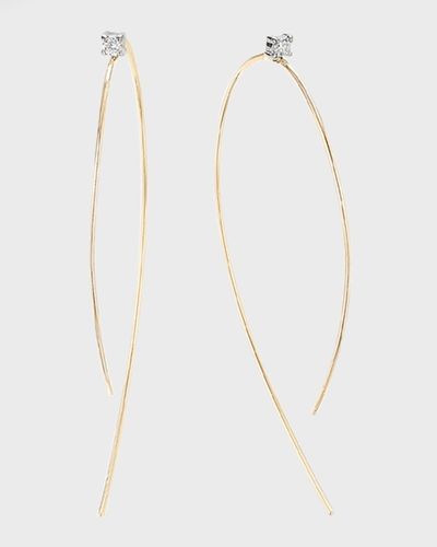 Lana Jewelry Mini Wire Hooked On Hoop Earrings With Diamonds, 38mm - White