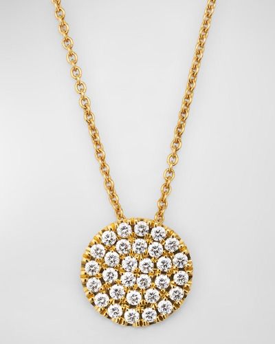 Lisa Nik 18K Pave Diamond Disc Pendant Necklace - Metallic