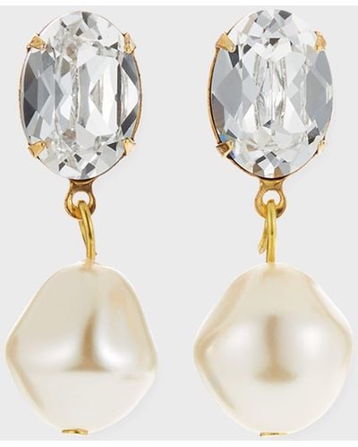 Jennifer Behr Tunis Crystal-Pearl Drop Earrings - Metallic