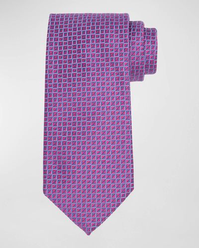 Charvet Silk Micro-Geometric Tie - Purple