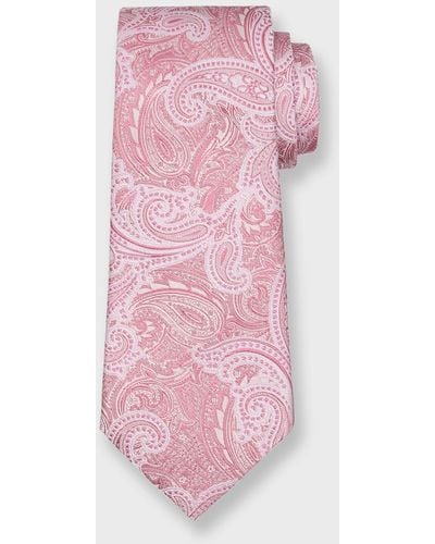 Brunello Cucinelli Silk-Cotton Tonal Paisley Tie - Pink