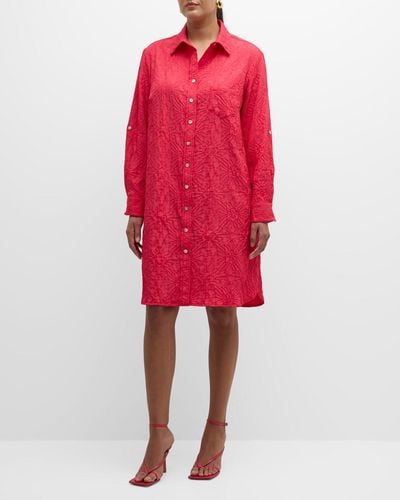 Finley Plus Size Alex Jacquard Midi Shirtdress - Red