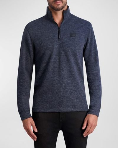 Karl Lagerfeld Brushed Quarter-zip Sweater - Blue