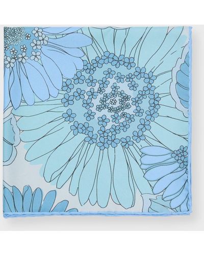 Tom Ford Floral-Print Silk Pocket Square - Blue