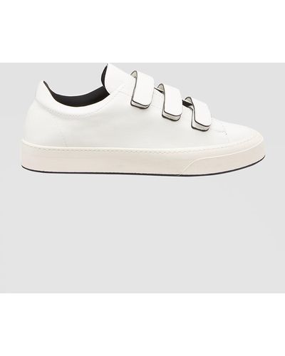 The Row Dean Triple Grip Strap Leather Sneakers - White
