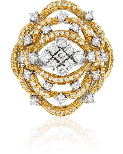 Andreoli Open Work 18k Gold & Diamond Ring, Size 7 - Metallic