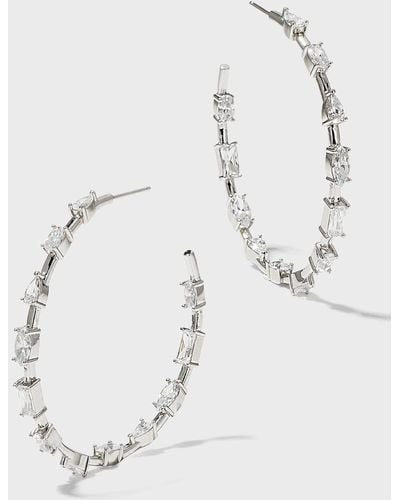 Golconda by Kenneth Jay Lane Multi-Shape Cubic Zirconia Hoop Earrings, 2"L - White