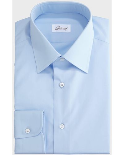 Brioni Closet Essential Solid Dress Shirt, Blue