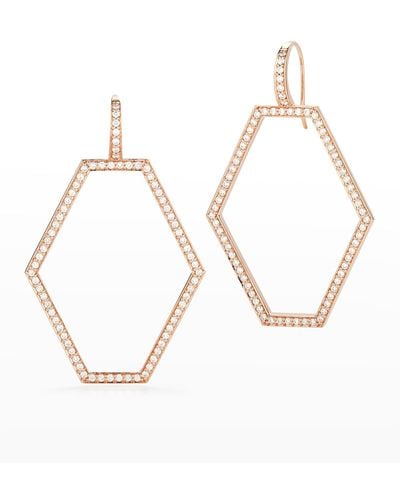WALTERS FAITH Keynes Rose Gold Medium Diamond Hexagonal Forward Facing Earrings - Metallic