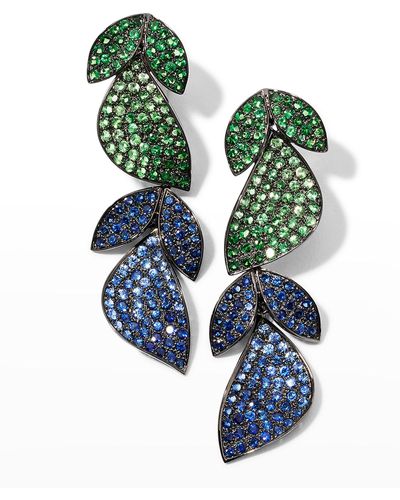Alexander Laut Tsavorite And Sapphire Leaf Earrings - Green