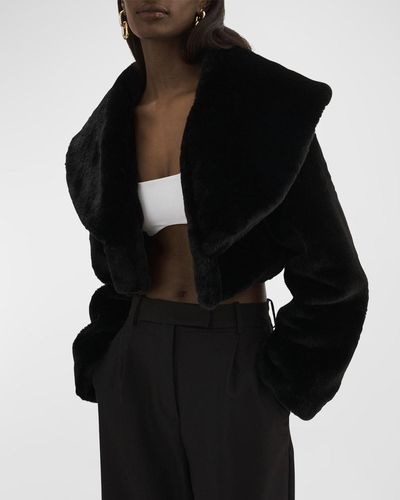Lamarque Danika Cropped Faux Fur Jacket - Black