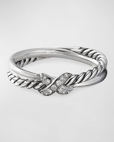 David Yurman Petite X Ring With Pave Diamonds - Metallic