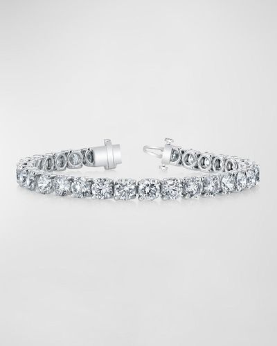 Neiman Marcus Platinum Round-Cut Diamond Buttercup Tennis Bracelet - Metallic