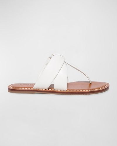 Bernardo Leather Flat Thong Slide Sandals - White