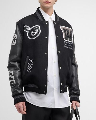 Off-White c/o Virgil Abloh Crystal Multi-Patch Varsity Jacket - Black