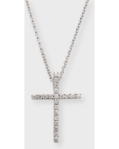 Lisa Nik 18k White Gold Diamond Cross Necklace