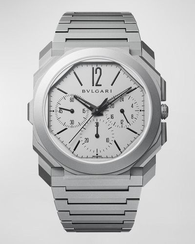 BVLGARI 42mm Octo Finissimo Chronograph Watch In Titanium - Gray