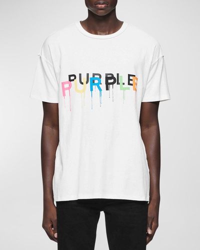 Purple Painted Wordmark T-Shirt - White