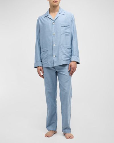 Brioni Cotton-cashmere Pajama Set - Blue