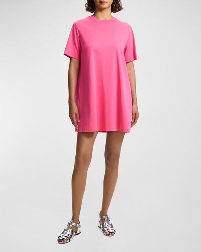 Theory Oversized Cotton Tee Mini Dress - Pink
