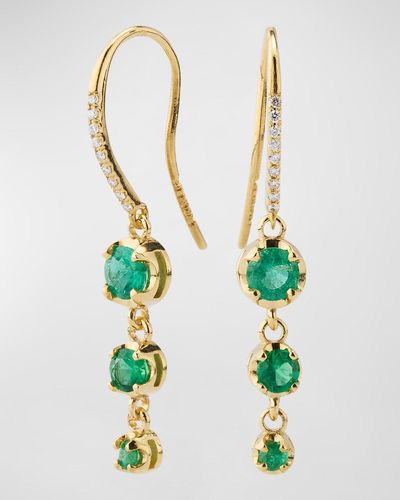 Jennifer Meyer 3 Graduated Illusion-set Emerald Drop Earrings - White