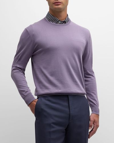 Ralph Lauren Purple Label Fine-Gauge Cotton Sweater - Purple