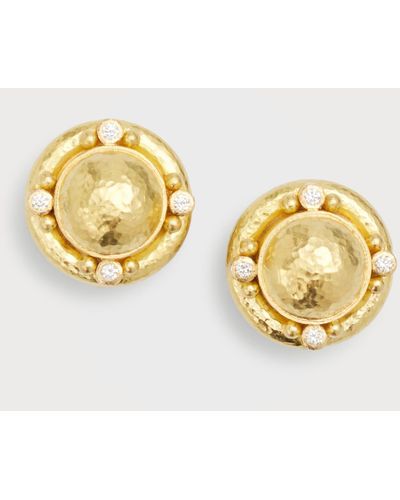 Elizabeth Locke 19k Dome Earrings With Diamonds - Metallic