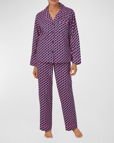 Trina Turk x Bedhead Pajamas Geometric-print Cotton Pajama Set - Purple