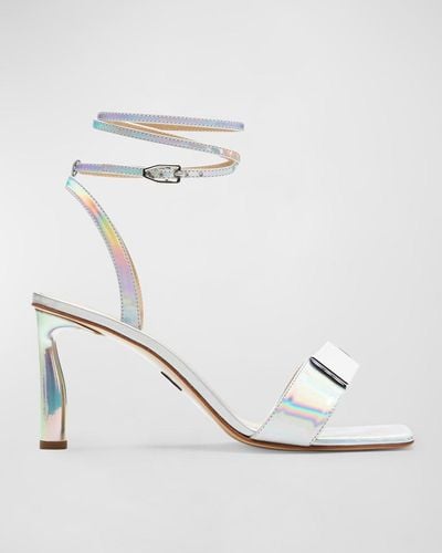 Paul Andrew Iridescent Cube Ankle-Strap Sandals - White