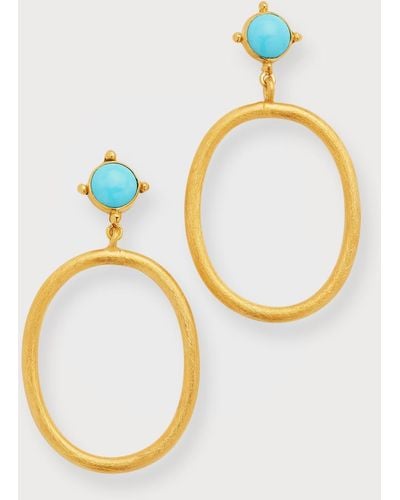 Dina Mackney Gem Hoop Earrings In Turquoise - Metallic