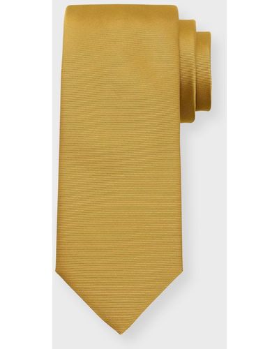 Canali Silk Floral-Print Tie - Yellow