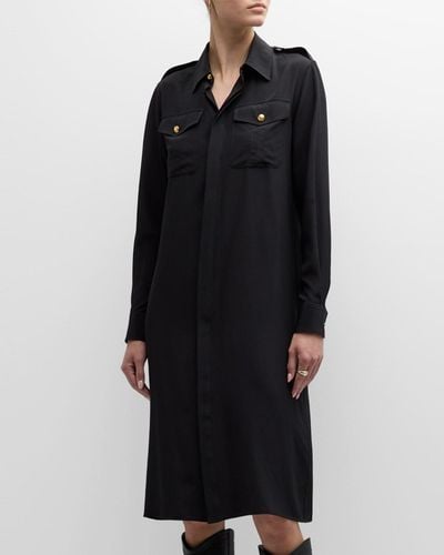 Nili Lotan Adelaide Silk Shirt Dress - Black
