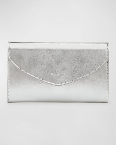 Il Bisonte Bigallo Envelope Flap Leather Clutch Bag - Gray