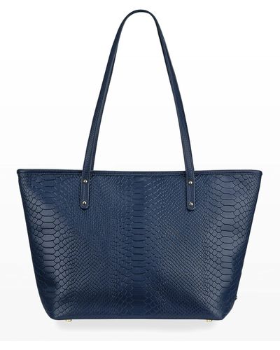 Gigi New York Taylor Python-print Tote Bag - Blue