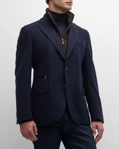 Neiman Marcus Wool Travel Jacket - Blue