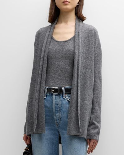 Neiman Marcus Cashmere Basic Open Cardigan - Natural