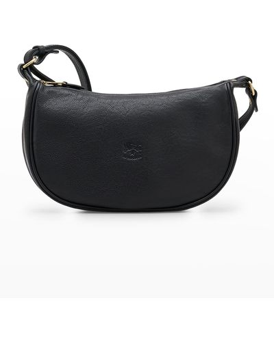 Il Bisonte Luna Medium Vintage Leather Shoulder Bag - Black