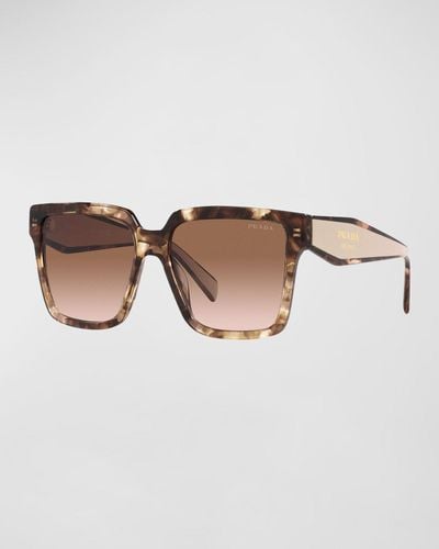 Prada Gradient Square Acetate & Plastic Sunglasses - Brown