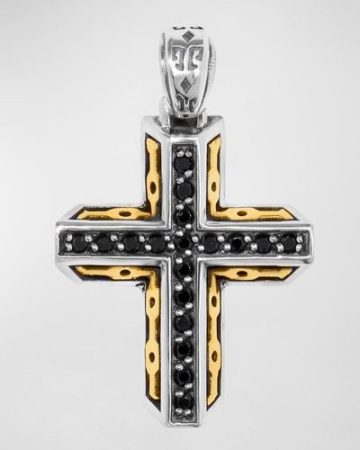 Konstantino Arc Two-Tone Spinel Cross Pendant - Metallic