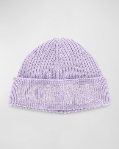 Loewe Blurred Logo Wool Beanie - Purple