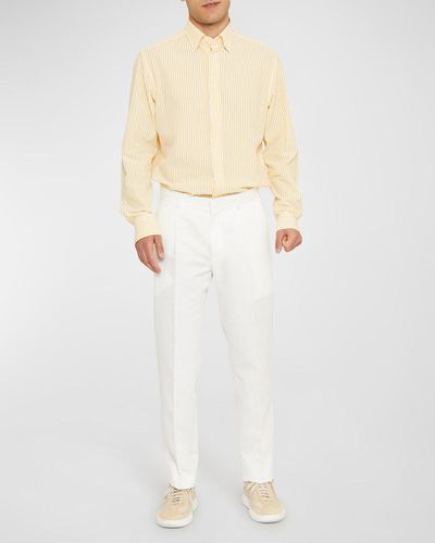 Brioni Bengal Stripe Cotton Sport Shirt - White