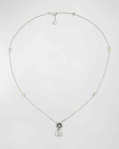 Gucci GG Marmont Flower Sterling Silver & Pearl Necklace - White